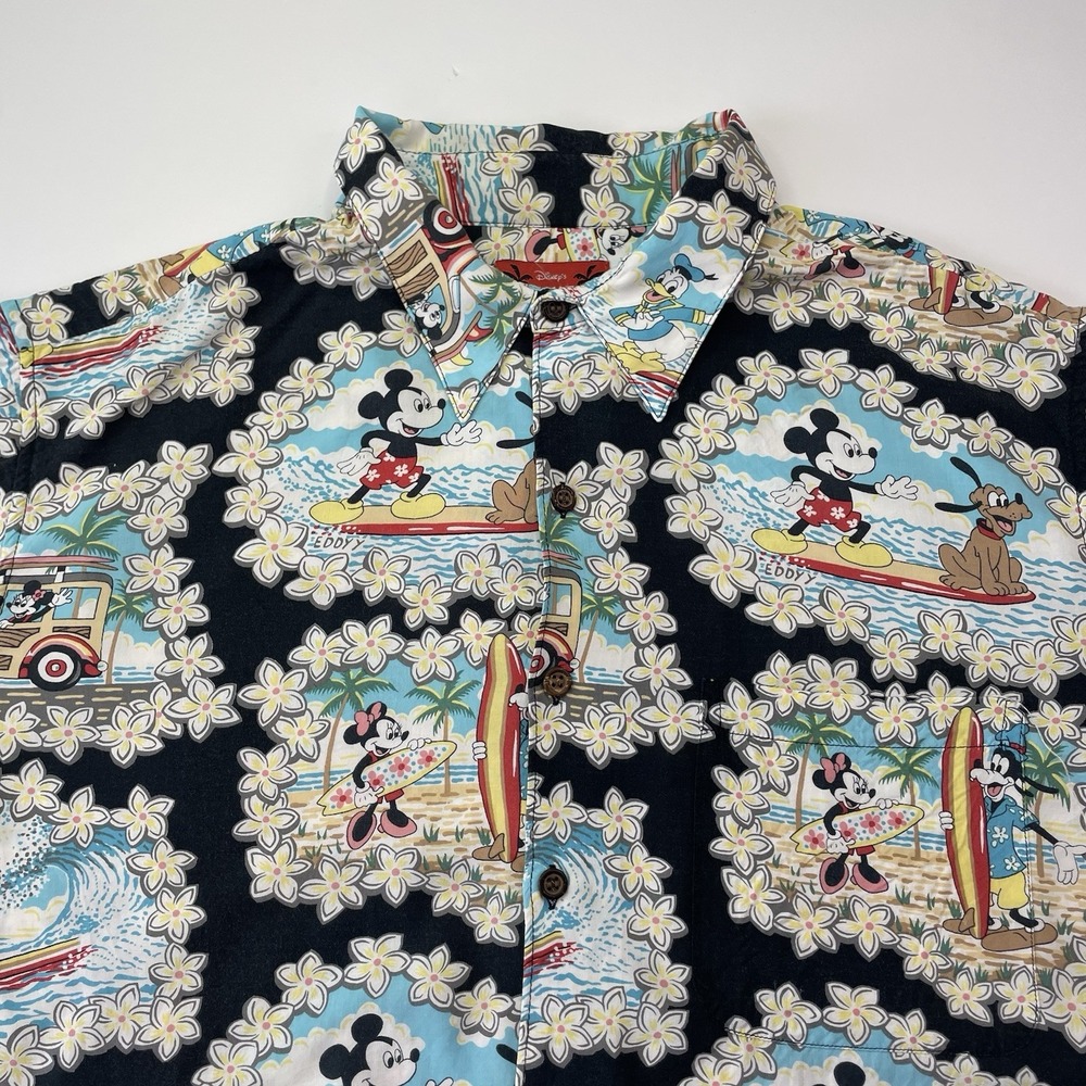 Reyn Spooner Mickey Mouse Button Short Mens XL Disney Short Sleeve Hawaiian READ